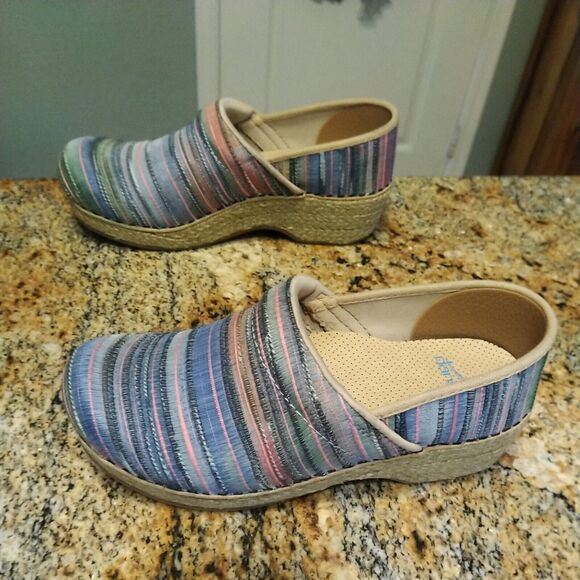 Dansko Pro Clog Womens Jute Rainbow Stripe Artisan Weave EU 37 US 6.5 - Picture 4 of 12